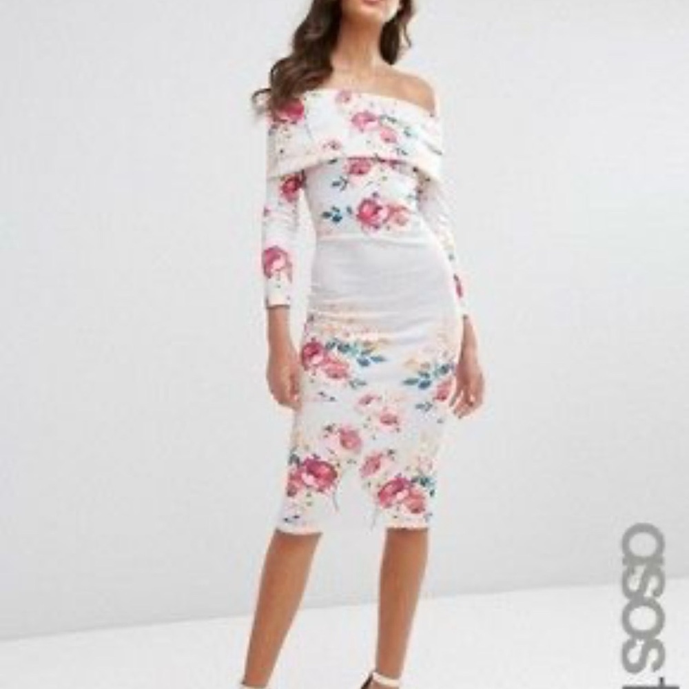 Asos Off-Shoulder midi Floral Dress - Picture 2 of 11